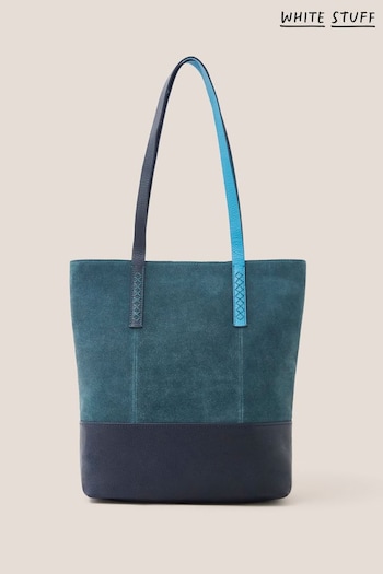 White Stuff Blue Tara Leather Tote Bag (U95765) | £69