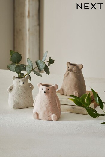 Set of 3 Natural Blair The Bear Mini Vases (U95850) | £14