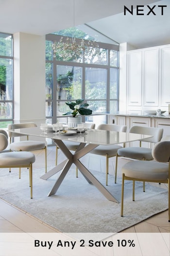 Natural Alessa Glass 6 Seater Dining Table (U95866) | £675