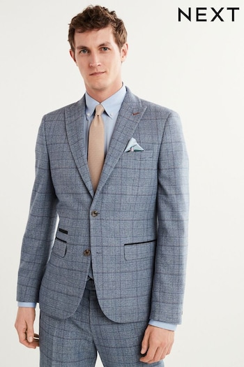 Blue Slim Check Suit Jacket (U95875) | £89