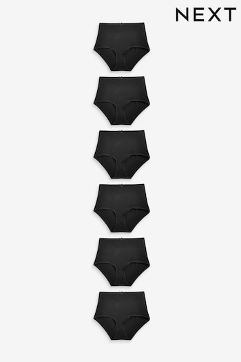 Black Midi Cotton Rich Knickers 6 Pack (U95914) | £14