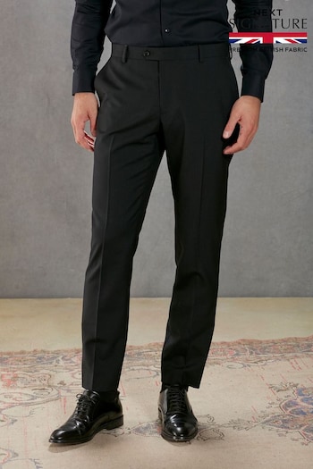 Black Slim Fit Signature Empire Mills British Fabric Herringbone Suit Trousers socks (U95970) | £100
