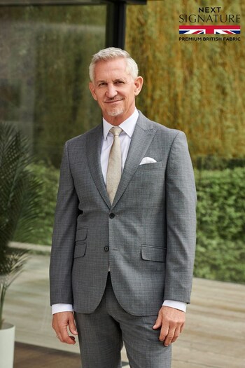 Grey Signature British Fabric Textured Suit: Jacket (U95977) | £150