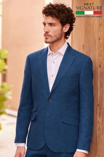 Blue Signature Leomaster Italian Linen Slim Fit Suit Jacket (U95996) | £149