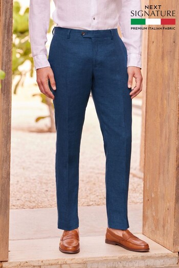 Blue Signature Italian Linen Slim Fit Suit: Trousers (U95997) | £90