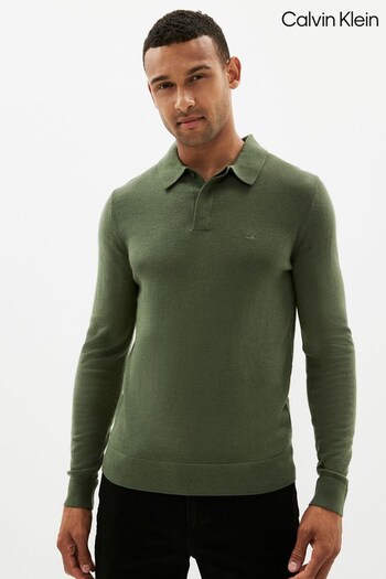 Calvin Klein Green Merino Wool Polo Sweater (U96150) | £140