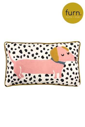 furn. White Woofers Sausage Dog Printed Cushion (U96427) | £19