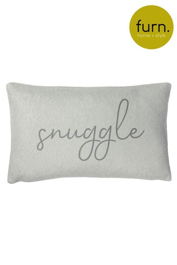 furn. Grey Shearling Snuggle Printed Slogan Cushion (U96429) | £17