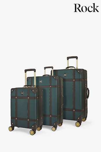 Rock Luggage Vintage Emerald Green Set of 3 Suitcases (U96701) | £300