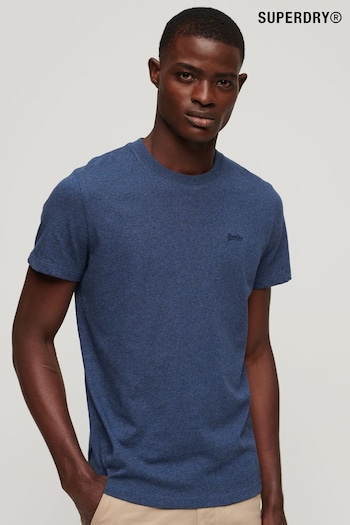 Superdry Blue Organic Cotton Micro Embroidered T-Shirt (U96914) | £20