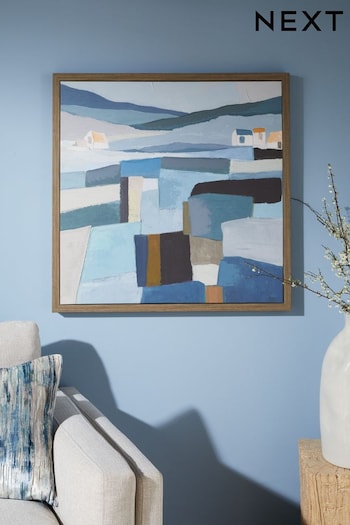 Blue Abstract Landscape Framed Canvas Wall Art (U97483) | £80