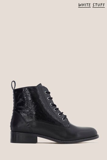 White Stuff Margot Leather Black Ankle Boots (U97744) | £89
