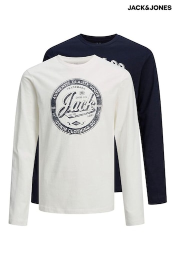 JACK & JONES Blue Long Sleeve T-Shirt 2 Pack (U97889) | £20