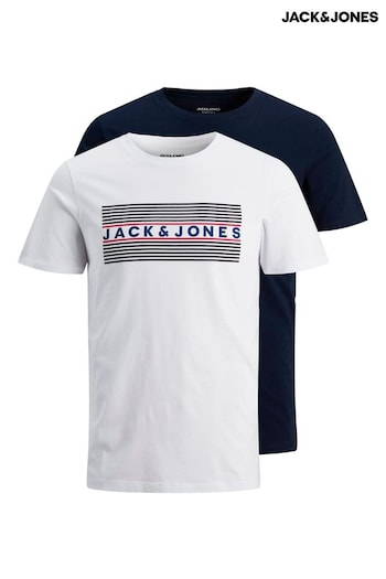 JACK & JONES Junior 100% Cotton Short Sleeve White T-Shirt 2 Pack (U97893) | £18