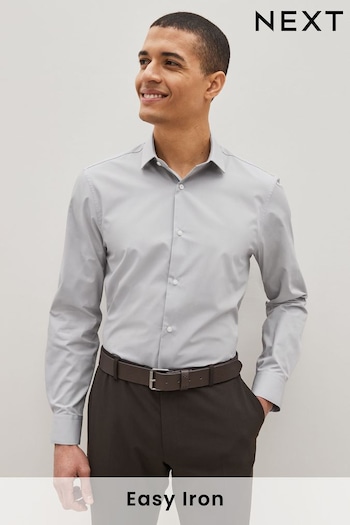 Grey Regular Fit Easy Care Single Cuff Shirt (U98008) | £20
