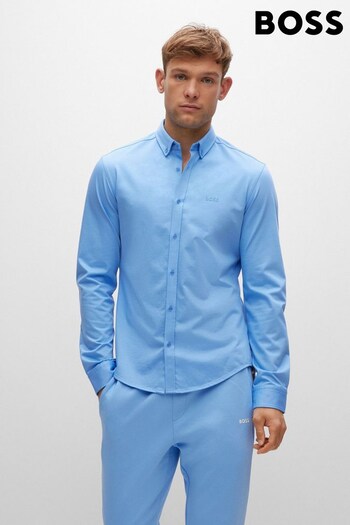 BOSS Blue Biado Button Down Collar Long Sleeve Shirt (U98192) | £99