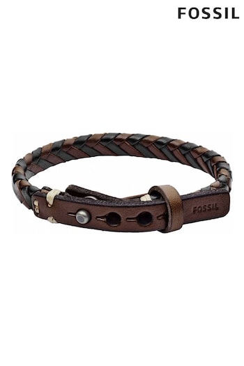 Fossil Jewellery Gents Brown Leather Bracelet (U98305) | £39
