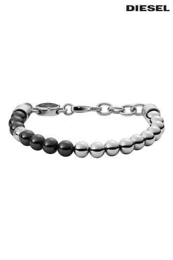 Diesel Jewellery Gents Silver Tone Beads Bracelet (U98372) | £79