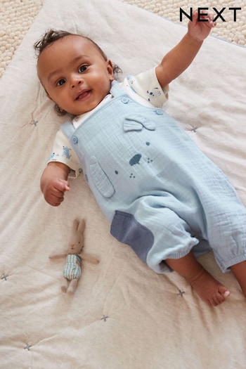 Pale Blue Baby Character Dungarees 2 Piece (0mths-2yrs) (U98687) | £18 - £20