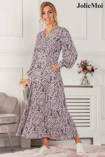 Jolie Moi Pink Allyn Long Sleeved Maxi Dress (U98800) | £89