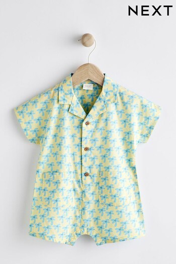 Green Woven Baby Shirt Playsuit (0mths-2yrs) (U98984) | £13 - £15