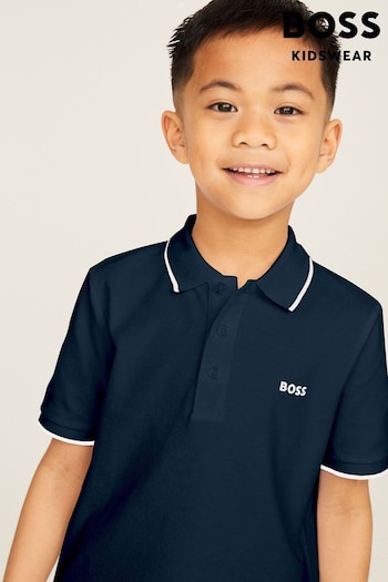 BOSS Navy Short Sleeved Logo mens Polo Shirt (U99035) | £52 - £61