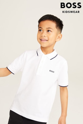 BOSS White Short Sleeved Logo Polo Use Shirt (U99036) | £52 - £61