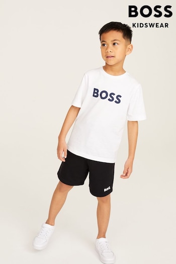 BOSS White Short Sleeved Logo T-Shirt (U99039) | £41 - £46
