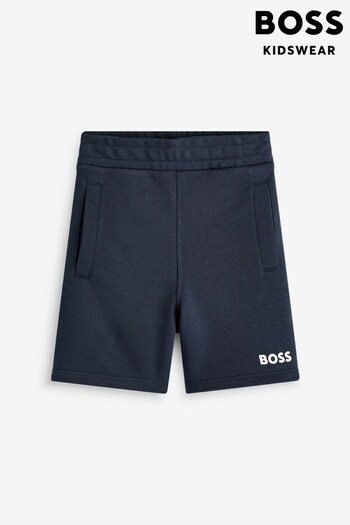 BOSS Navy Logo Jersey Shorts Polo (U99093) | £25 - £29