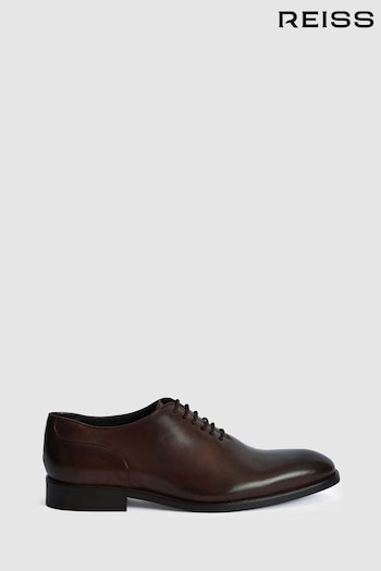 Reiss Dark Brown Bay Leather Whole Cut Shoes glaze-white-black (U99258) | £198