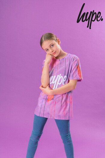 Hype. Gar Pink Spray Drip Script T-Shirt (U99266) | £18