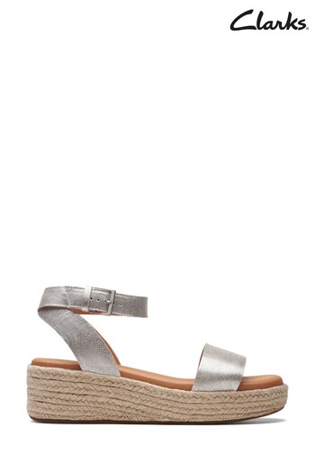Clarks Silver Combi Kimmei Buckle Wedge Sandals (U99612) | £75