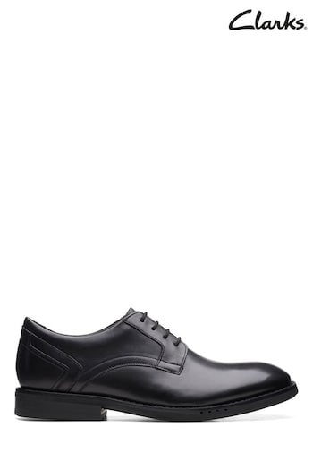 Clarks Black Leather Un Hugh Lace  Shoes (U99687) | £110
