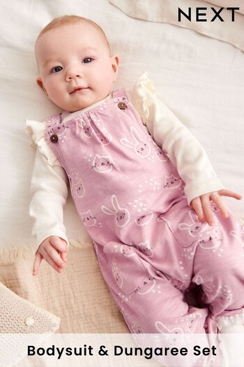 Pink Character Jersey Baby 2 Piece Dungarees And Bodysuit Set (0mths-3yrs) (UD5423) | £16 - £18