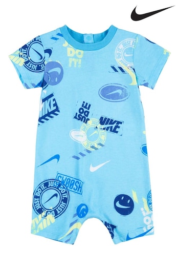 Nike branco Blue Baby Printed Romper (UEX439) | £22