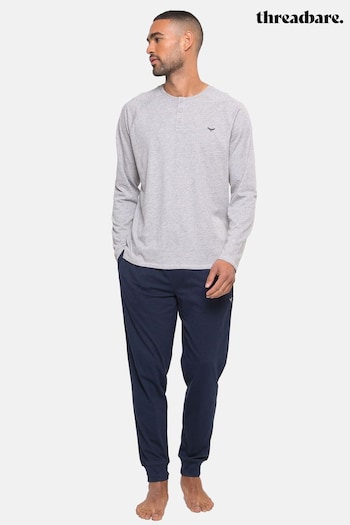 Threadbare Grey Cotton Blend Long Sleeve Jersey Pyjama Set (UHF891) | £24