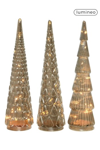 Lumineo Gold Set of 3 Micro LED Light Up Christmas Trees (UN0226) | £29
