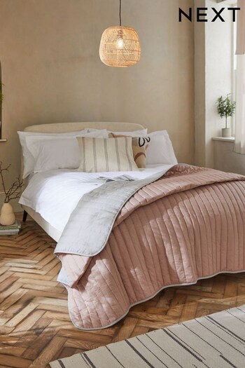 Natural Reversible Cotton Rich Bedspread (UPT716) | £30 - £45