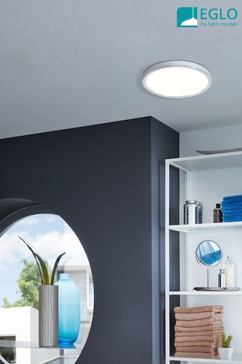 Eglo Silver Fueva Smart Bathroom Ceiling Light (UW6971) | £43