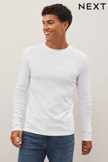 White Muscle Fit Long Sleeve T-Shirt (UWB991) | £15