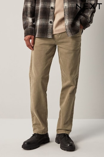 Tan Brown Straight Coloured Stretch tailles Jeans (UWE969) | £26