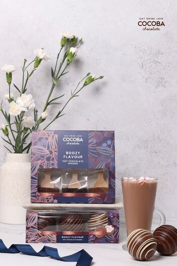 Cocoba Boozy Hot Chocolate Spoons & Marshmallow Bombes Gift Set (UZ4894) | £20
