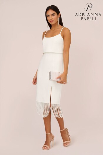 Adrianna Papell Crepe White Midi Dress (UZH263) | £250