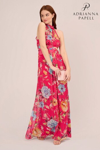 Adrianna Papell Pink Chiffon Halter Gown (UZX987) | £199