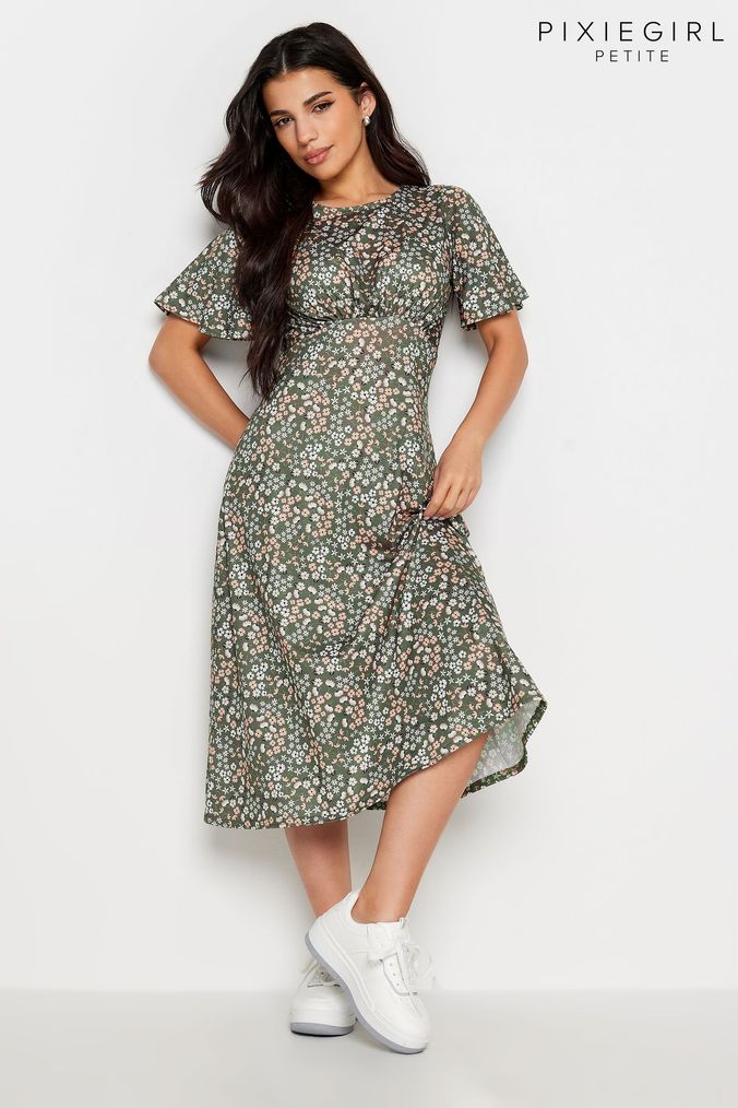 Buy Women s Green Petite Short Sleeve Dresses Online Next UK