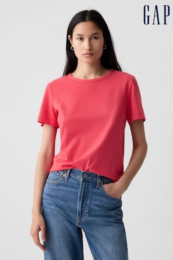 Gap Pink Organic Cotton Vintage Crew Neck T-Shirt (V78623) | £18