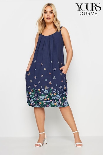 Yours Curve Blue Border Drape Pocket Dress (W06042) | £29