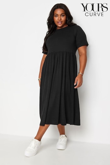 Yours Curve Black Pure Cotton Midaxi Dress (W07512) | £29