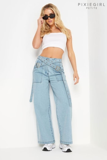 PixieGirl Petite Blue Light Cross Over Belt Jeans Cover-Up (W08391) | £39