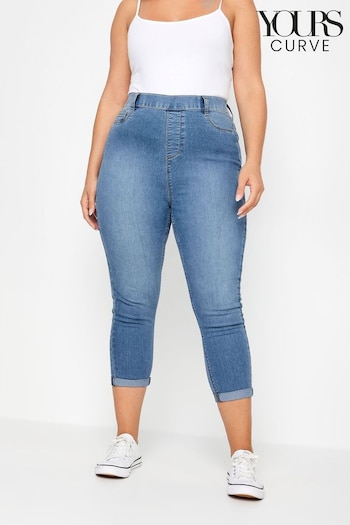 Yours Curve Light Blue Grace Cropped Turn Up Jeggings (W23377) | £27